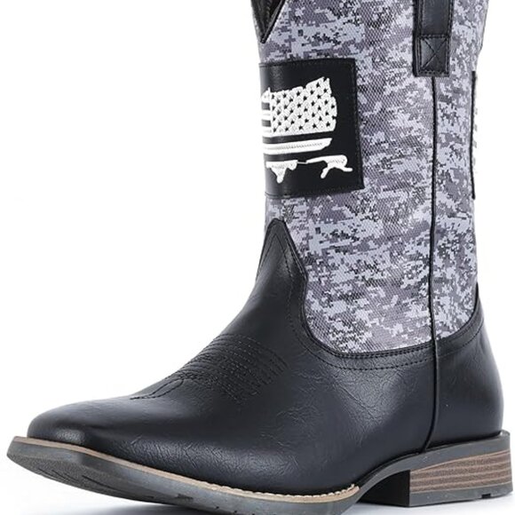 Cowboy Boots Men Square Toe Western Boot Durable Classic Fashionable Embroidered main image 3